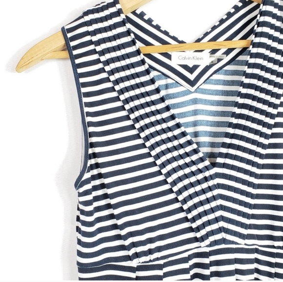 Calvin Klein Pleated Striped Dress with Pockets - Picture 3 of 3